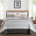 Dinjoy Queen Size Boho Stripe Quilt Set, Breathable All-Season, 3-Piece Set by DINJOY