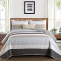 Dinjoy California King Striped Quilt Set, Breathable All-Season, 3-Piece Set by DINJOY