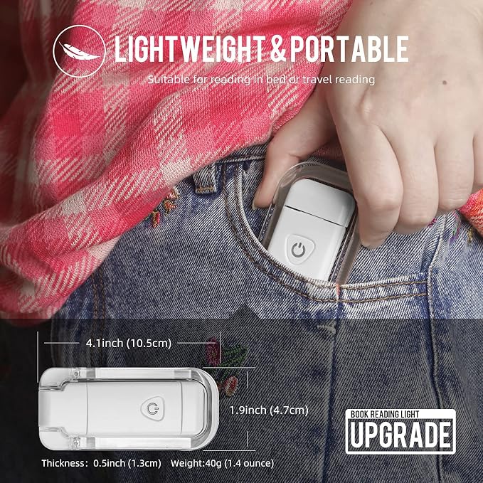 EGWASER Book Reading Light, Portable USB Rechargeable LED Clip on Book Lights - Image 7