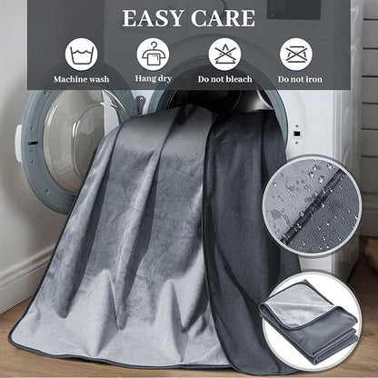 Waterproof Blanket for Bed Couch Sofa, 50''x60'' Reversible & Washable, Fleece and Flannel Waterproof Mat, Water Resistant Bed Cover, Leakproof Mattress Protector(Dark Gray/Light Gray)