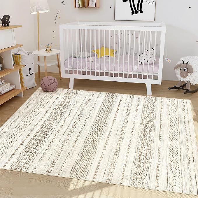 Nakagishi Boho 3x5 Area Rug Living Room Rugs Machine Washable Brown | Soft - Image 5