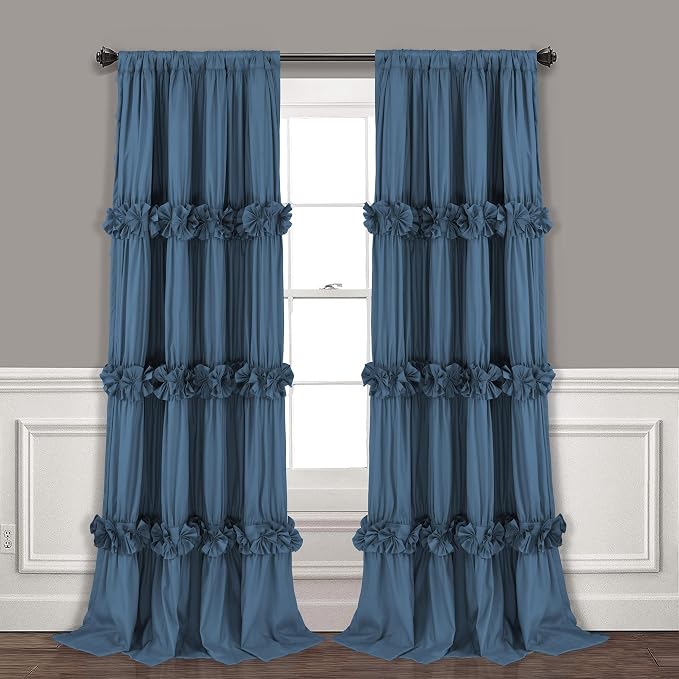 Thermal Insulated Blackout Window Curtains, Boho Ruched Window Treatments by Homechoice+Decor
