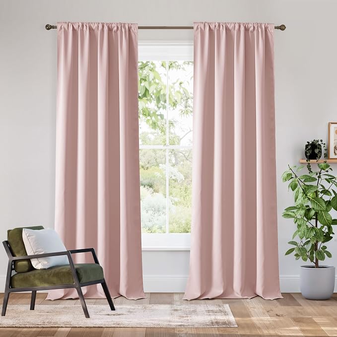 RYB HOME Bedroom Blackout Curtains 80 inches Long, 100% Blackout | Thermal by RYBHOME