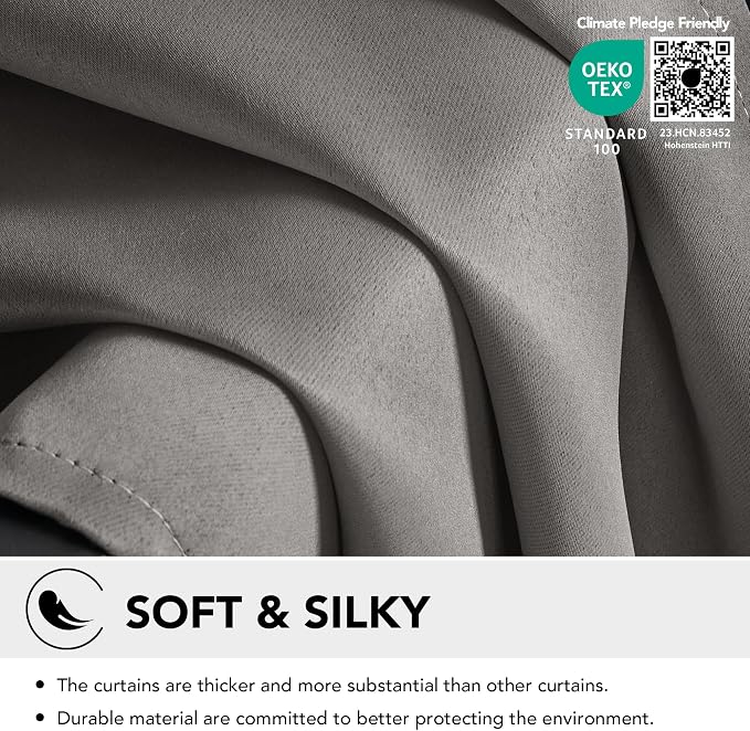 Deconovo Blackout Curtains for Bedroom and Living Room 54 Inches Long | Black - Image 3