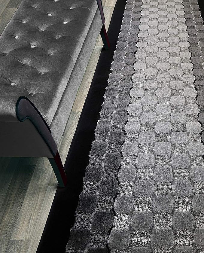 Custom Length Hallway Runner Rug,Slip Resistant,Checkered Black, 26 Inch X 33 feet, Sold and Priced Per Foot