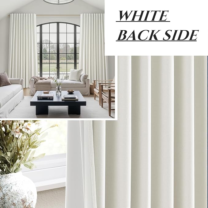 Cute Blackout Curtains 60 Inches Extra Wide Linen 92 Inch Length - Image 6