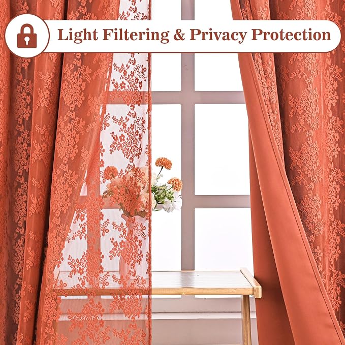 Yinhua Terracotta Curtains for Living Room Double Layer Curtain - Image 2
