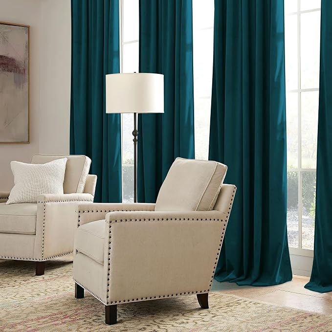 RYB HOME Velvet Curtains 108 inches Long, Extra Long High Ceiling Curtains | - Image 5