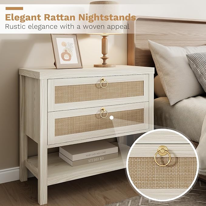 Eclatara Large Rattan Night Stand Set of 2 - Image 3