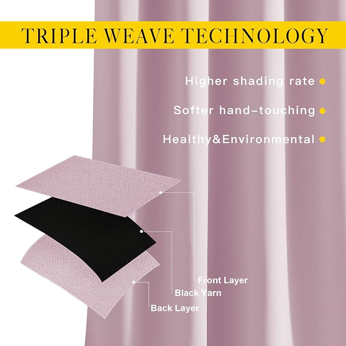 NICETOWN Blackout Pink Curtains - Image 5