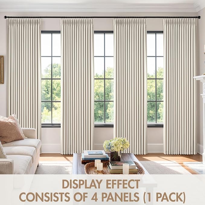 MIULEE Pinch Pleated 100% Blackout Curtains 40"x92" Long Birch 4 Panels Set | - Image 7