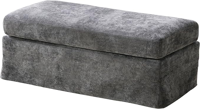 extrasleep Ottoman with Removable Tray, Upholstered Bench with Chenille Fabric - Image 9