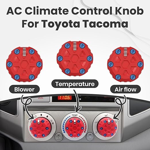 2nd Gen Tacoma Accessories AC Knob Upgrade - 2005,2006,2007,2008,2009,2010,2011,2012,2013,2014,2015 Tacoma Climate Control Dial Mods Set - 2nd Gen Tacoma Mods - for Toyota Interior Replacement Kit