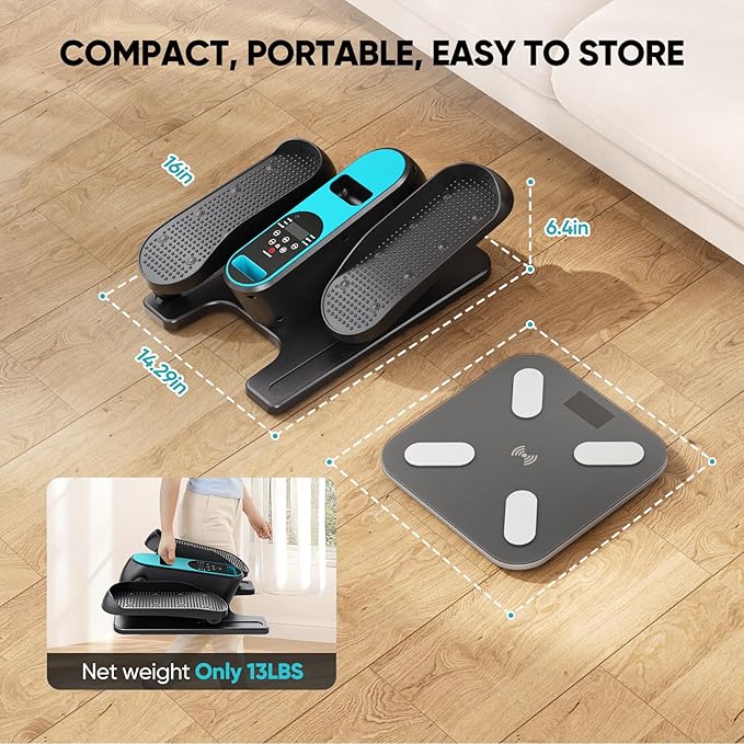 Dripex Under Desk Elliptical Machine, Electric Leg Exerciser While Sitting for Seniors, Portable Seated Pedal Exerciser with 12 Level Speeds, Remote Control, 6 Auto preset Programs