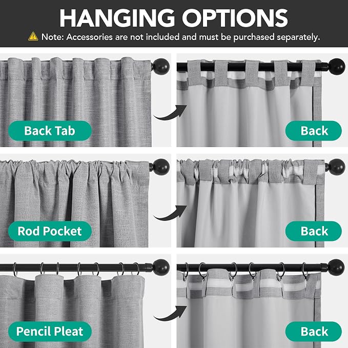 Deconovo Faux Linen 100% Blackout Curtains - Image 6