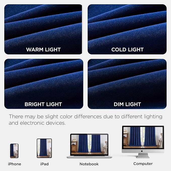 Joydeco 100% Blackout Curtains Velvet Black Out Curtain 96 Inch Drapes | - Image 7