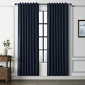 Navy Blue 100% Blackout Linen Curtains by Guken
