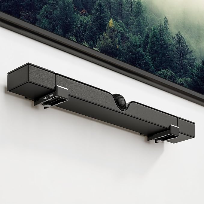 Mount-It! No Stud Sound Bar Wall Mount, Studless Soundbar Mounting Brackets for Drywall, Adjustable Depth Works with All Soundbars up to 6.1 inch Depth