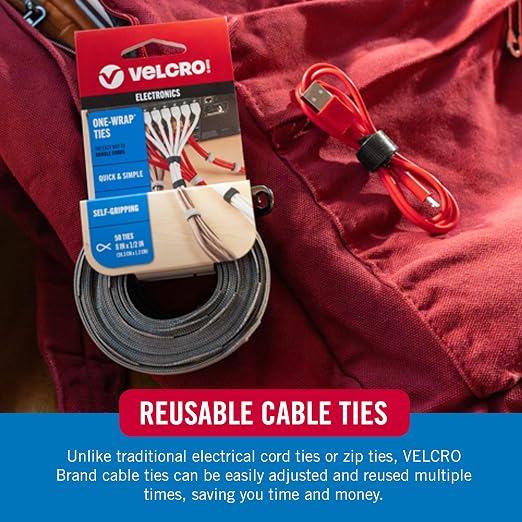 VELCRO Brand Reusable Cable Ties, Cord Management, 100 Pack | Wire And Cable - Image 7