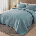 Kingnex Oversized Cal King Bedspreads 120x120 Ultrasonic Quilted Blue | by Kingnex