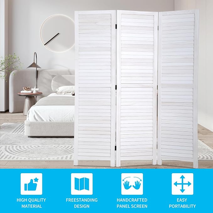 BLKMTY Room Divider 3 Panel Privacy Screen Folding Screen 5.6ft Tall Wood - Image 5