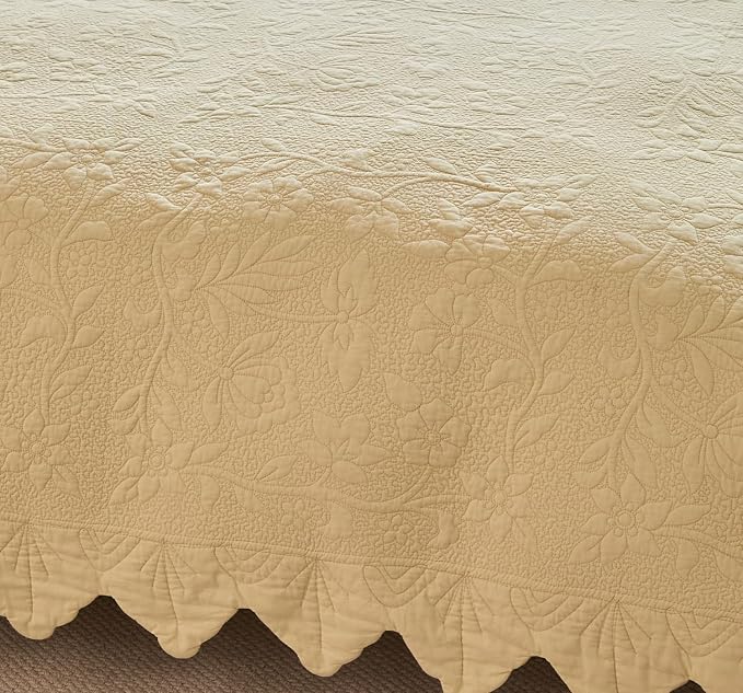 Brandream Queen Size Quilt Set Cotton Beige Quilts Luxury Farmhouse Bedding Set - Image 9