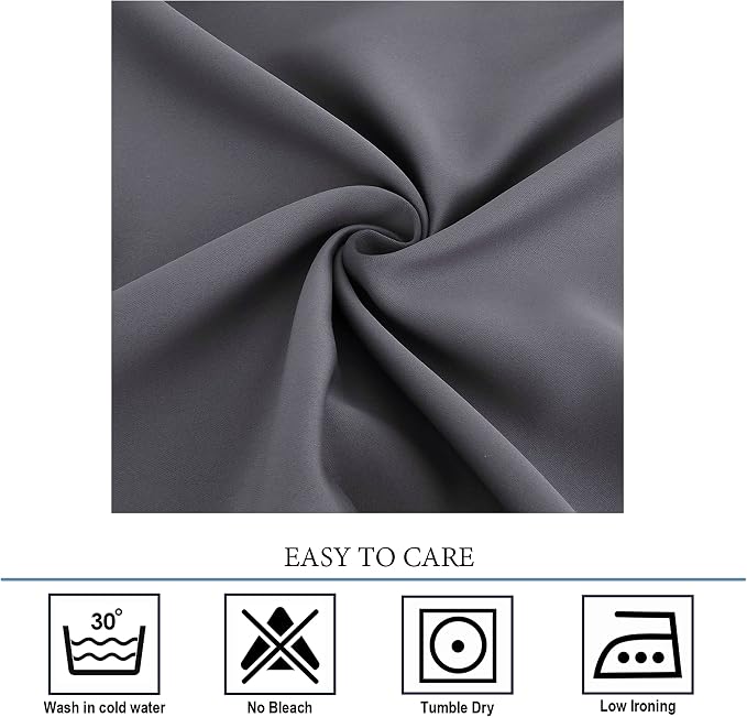 Diraysid Dark Grey Grommet Blackout Curtains - Image 7