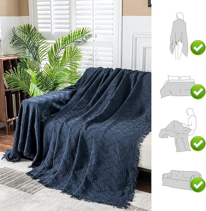 MYSKY HOME Navy Blue Couch Cover Sofa Covers Small Chair Cover Washable Sofa Throws Single Sofa Slipcovers Geometrical Couch Recliner Cover for 1 Cushion Couch (Medium, 71" x 91", Navy Blue)