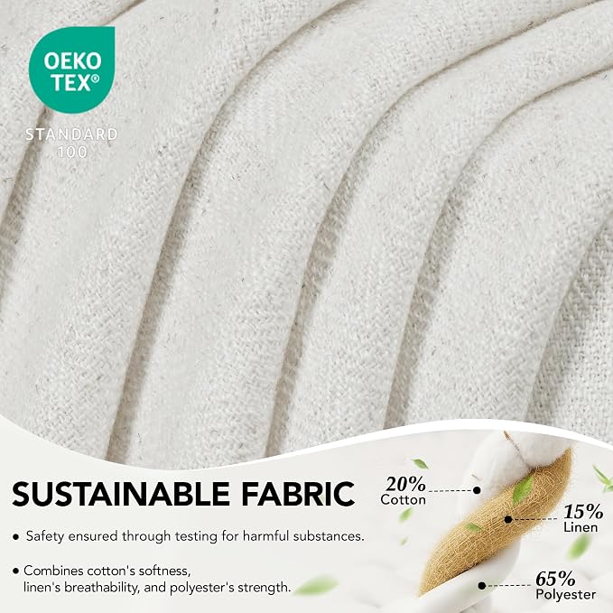 Deconovo Sheer Curtains, Light Filtering Linen Blend Drapes - Image 2