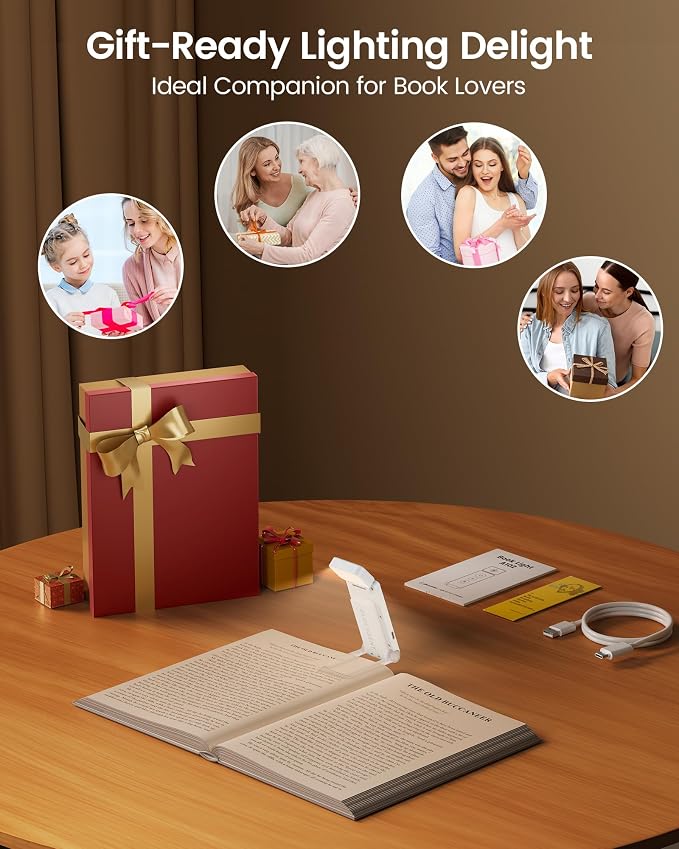 Glocusent Eye-Caring 12 LED Book Light, Compact Rechargeable Reading Light | - Image 8