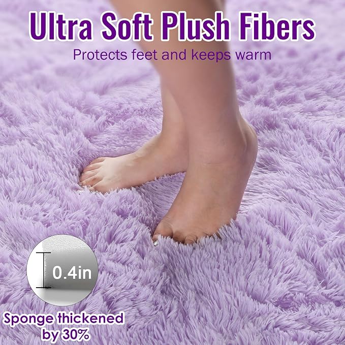 Fluffy Soft Purple Rug 4' x 6' Rug, Shaggy Rugs - Image 3