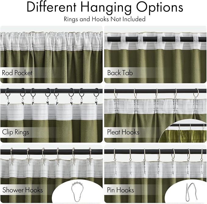 MIULEE Moss Green Velvet Pinch Pleat Blackout Curtains W52 X L108 Inches | 2 - Image 2