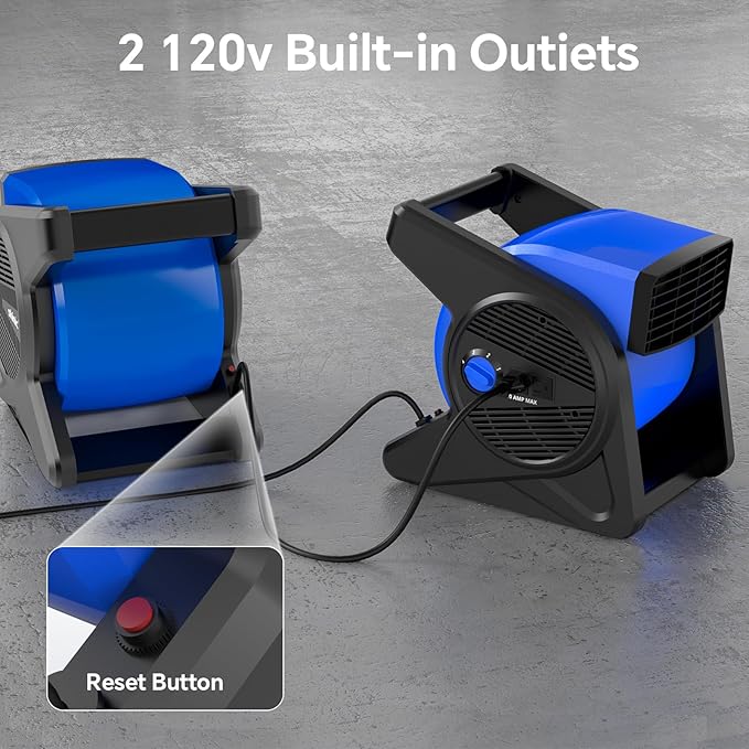 shinic 15" pivoting blower fan,portable pivoting blower fan with Reset Button for Floor & Carpet Drying,375 CFM, 3 Speeds Ideal for Office Garage Gym Home Use