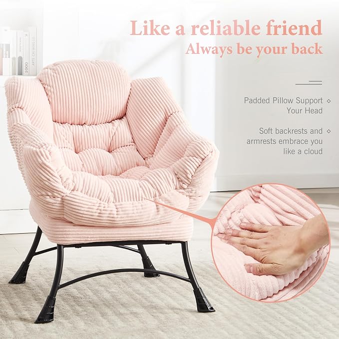 Lazy Chair with Ottoman, Office Modern Lounge Accent Chair with Armrests - Image 4