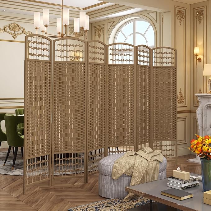 HOMCOM 6 Panel Room Divider, Folding Privacy Screen, Natural | Room Separator - Image 9
