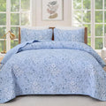 WONGS BEDDING Botanical Quilts Queen Size, 3 Pieces Bedspread Set, Polyester by WONGSBEDDING