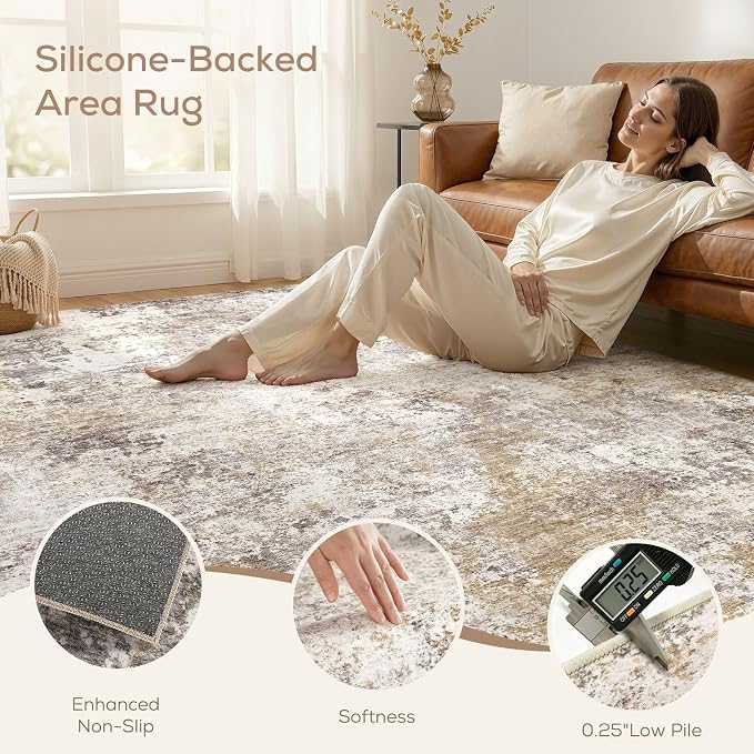 Nakagishi 10X14 Area Rugs for Living Room: Washable Modern Abstract Rug - Image 2
