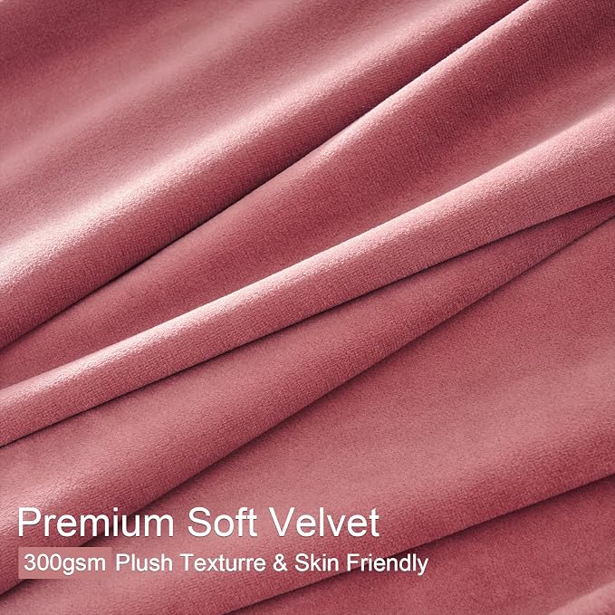 108 Inches Long Dusty Pink Velvet Curtains - Image 3