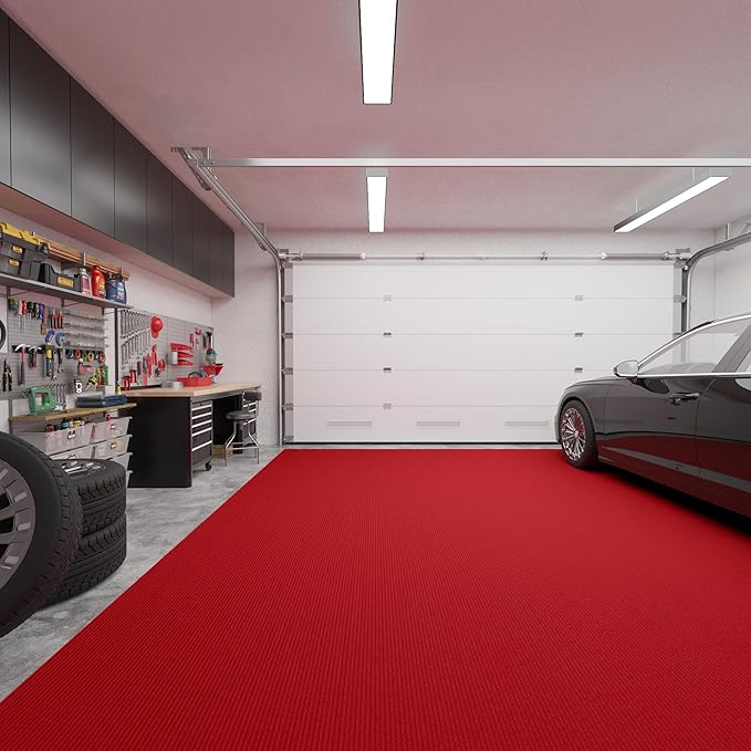 Ottomanson 6'6" x 36' Hallway Runner with Scraper Pile Extra Durable Non-Slip Rug Mat for Indoor & Outdoor Use - Ideal for Kitchen, Entryway, Patio & Garage - High-Traffic Carpet, Red