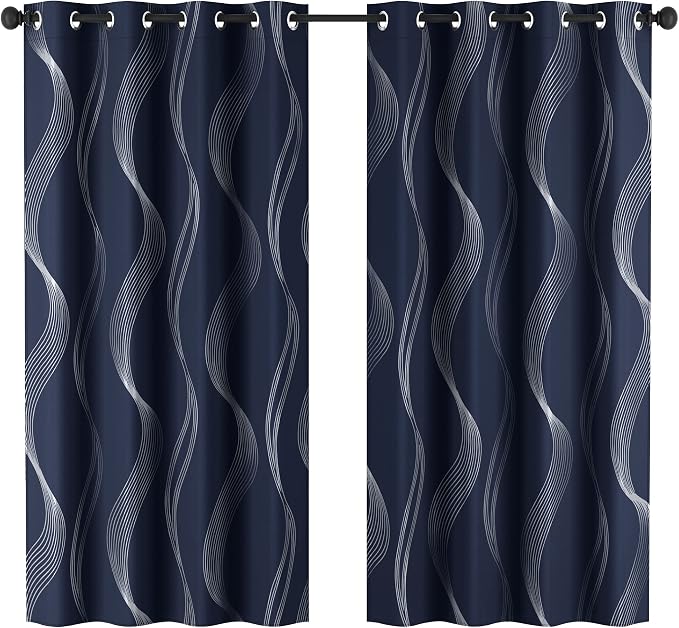 Deconovo Curtains for Living Room, Pattern Blackout Curtains 63 Inches Long | - Image 2