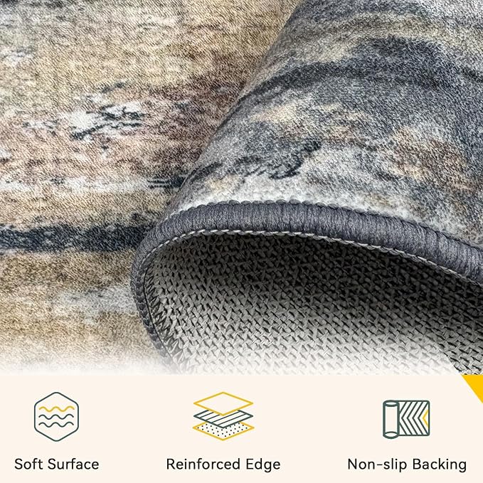RELEANY Washable 9'x12' Abstract Area Rug - Image 4