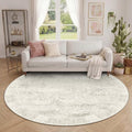 Latte&Fog 6ft Round Area Rug forBedroom Washable Circle Neutral Ivory Rug | Non by LatteFog