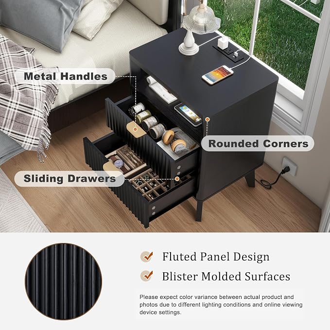 LYNCOHOME Fluted Nightstand - Image 5