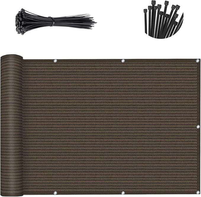 3.3'x19.7' Brown Balcony Privacy Screen Fence 90% UV Block | 90% privacy shield by SUNLAX