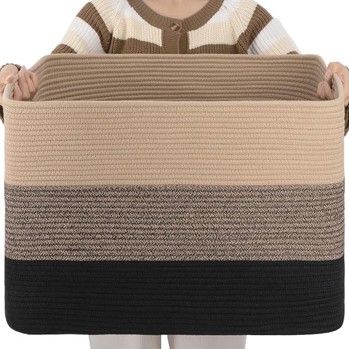 OIAHOMY Blanket Basket Laundry Basket Dog Toy Basket 108L Yellow Black | Large by MasterofSpaceOptimization