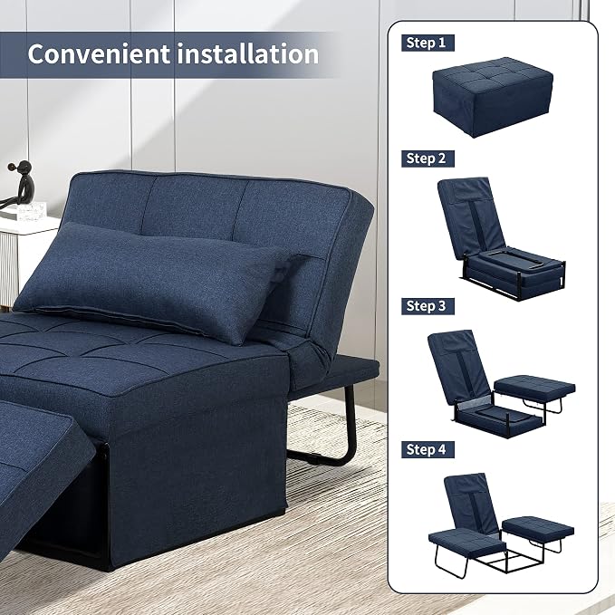 Sofa Bed, 4 in 1 Multi-Function Modern Folding Ottoman Convertible Bed - Image 6