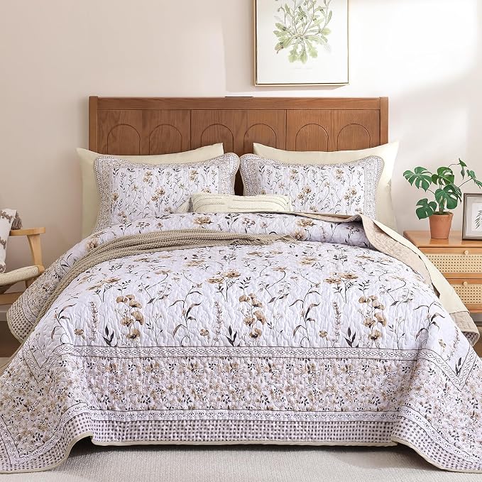 WONGS BEDDING Floral Quilt Set Queen by WONGSBEDDING