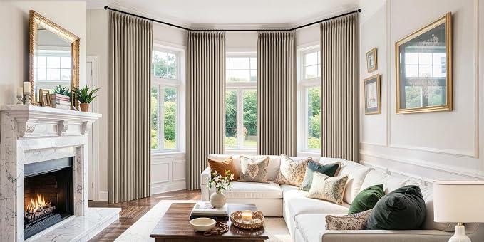 MIULEE Pinch Pleated 100% Blackout Curtains 40"x90" Burlywood Birch 4 Panel | - Image 2