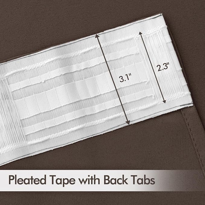 MIULEE Chocolate Brown Back Tab Blackout Curtains 52x108 Inch 2 Panels Set | - Image 4