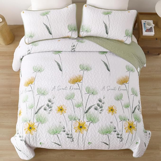 Dinjoy Quilt Set Full Size, Soft Microfiber, Farmhouse Bed Cover - Image 2